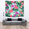 Flamingo Tropical Hibiscus Pattern Wall Tapestry