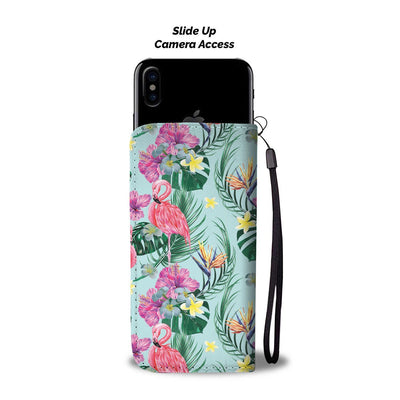 Flamingo Tropical Hibiscus Pattern Wallet Phone Case