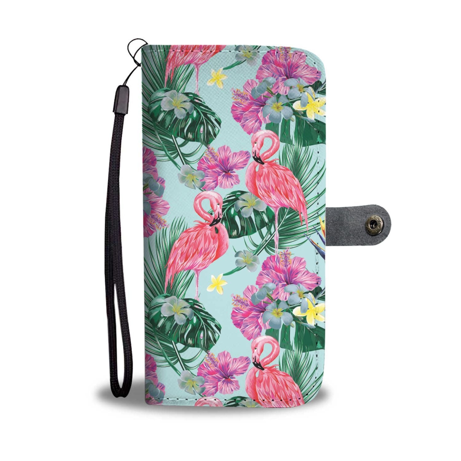 Flamingo Tropical Hibiscus Pattern Wallet Phone Case