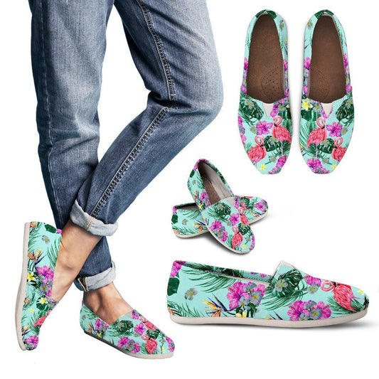 Flamingo Cyan Pattern Women Casual Shoes-JorJune.com