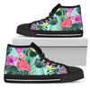 Flamingo Tropical Hibiscus Pattern Women High Top Canvas Shoes