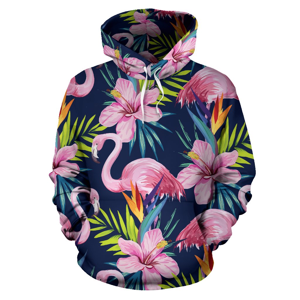 Flamingo Hibiscus Print All Over Print Hoodie