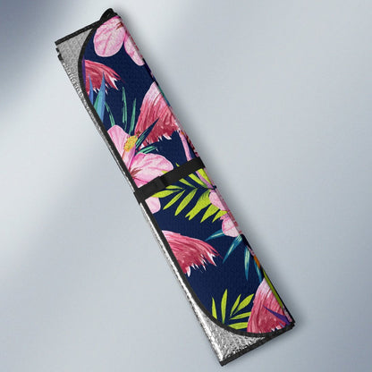 Flamingo Hibiscus Print Car Sun Shade-JorJune