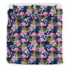 Flamingo Hibiscus Print Duvet Cover Bedding Set
