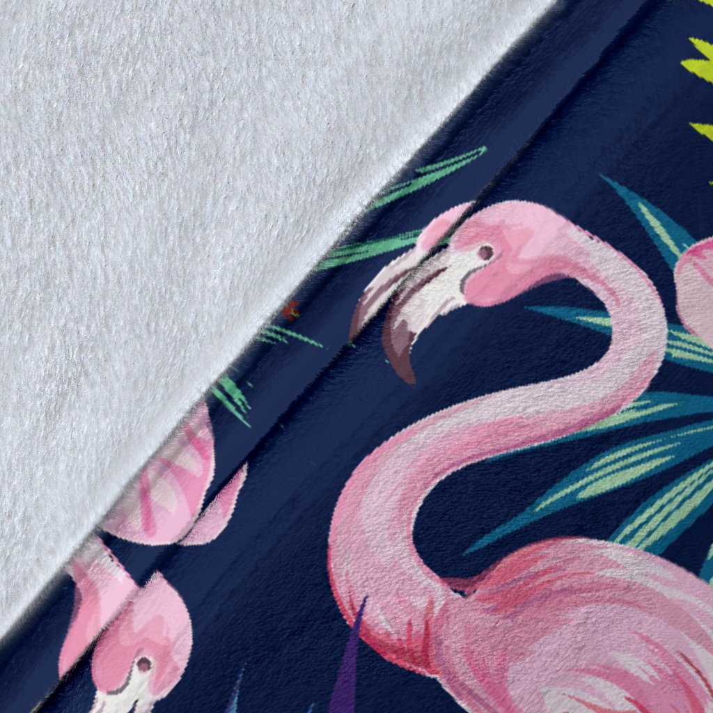 Flamingo Hibiscus Print Fleece Blanket