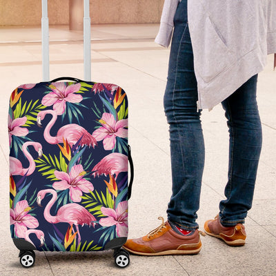 Flamingo Hibiscus Print Luggage Cover Protector