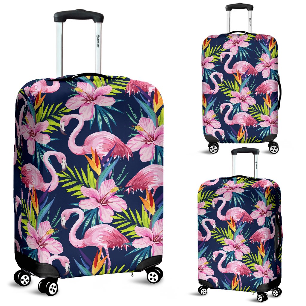 Flamingo Hibiscus Print Luggage Cover Protector