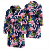 Flamingo Hibiscus Print Men Bath Robe