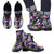 Flamingo Hibiscus Print Men Leather Boots