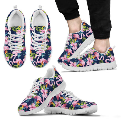 Flamingo Hibiscus Print Men Sneakers