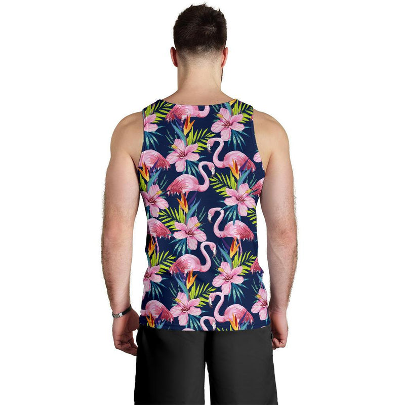 Flamingo Hibiscus Print Men Tank Top