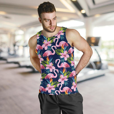 Flamingo Hibiscus Print Men Tank Top