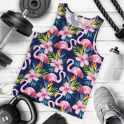 Flamingo Hibiscus Print Men Tank Top