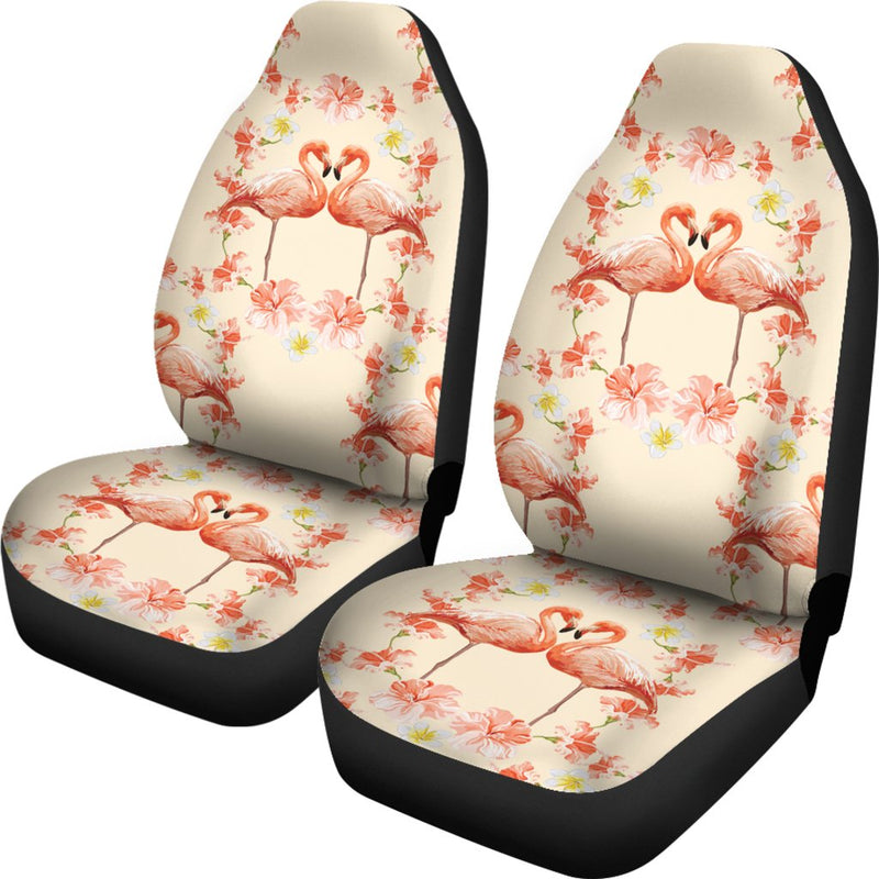 Flamingo Hibiscus Print Pattern Universal Fit Car Seat Covers