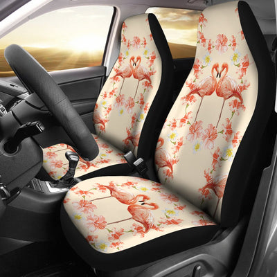 Flamingo Hibiscus Print Pattern Universal Fit Car Seat Covers