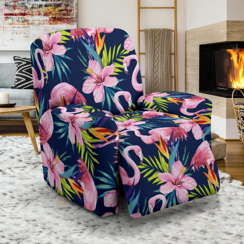 Flamingo Hibiscus Print Recliner Slipcover-JORJUNE.COM