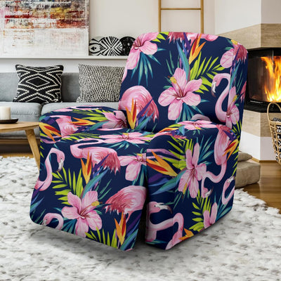 Flamingo Hibiscus Print Recliner Slipcover-JORJUNE.COM