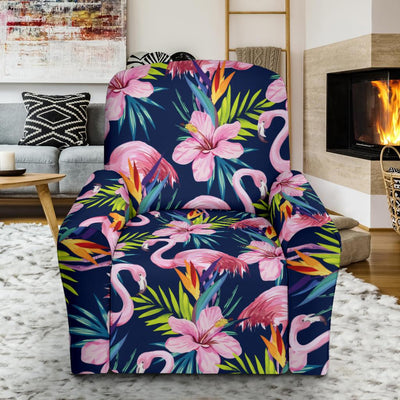 Flamingo Hibiscus Print Recliner Slipcover-JORJUNE.COM