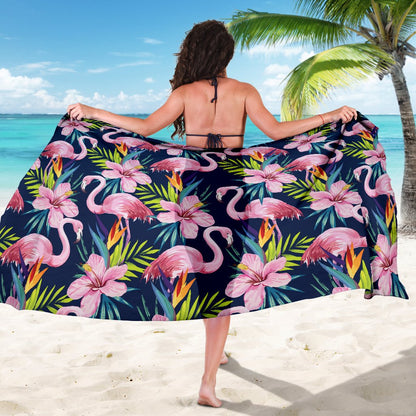 Flamingo Hibiscus Print Sarong Pareo Wrap