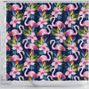 Flamingo Hibiscus Print Shower Curtain