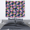 Flamingo Hibiscus Print Tapestry