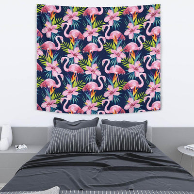 Flamingo Hibiscus Print Tapestry