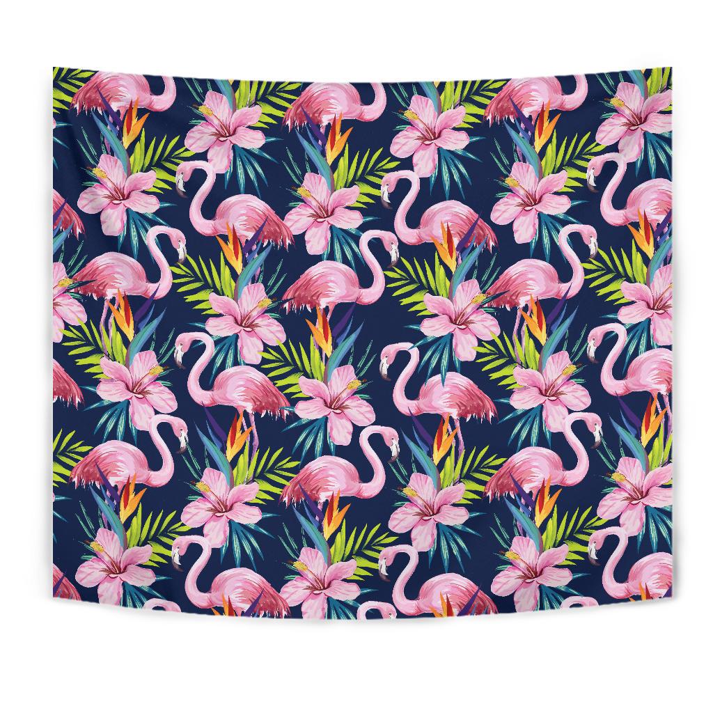 Flamingo Hibiscus Print Tapestry