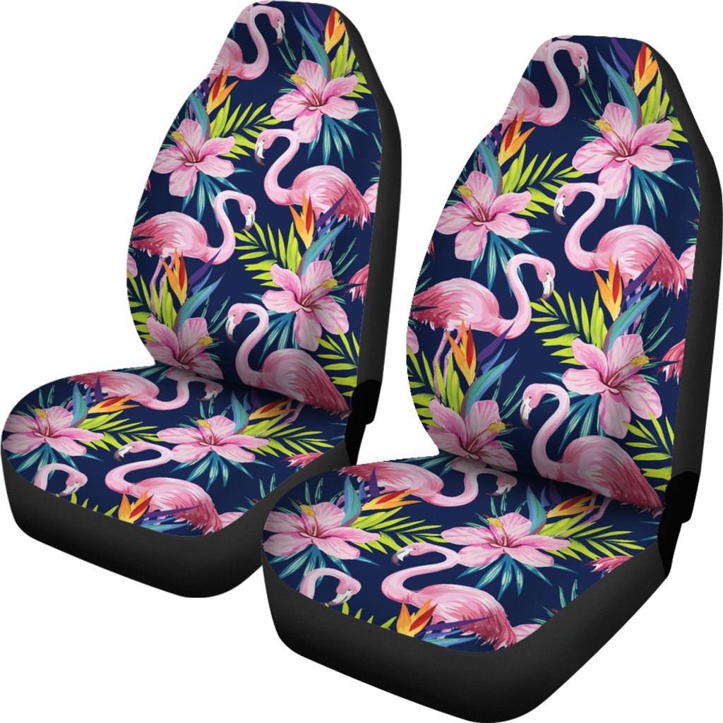 Flamingo Hibiscus Print Universal Fit Car Seat Covers