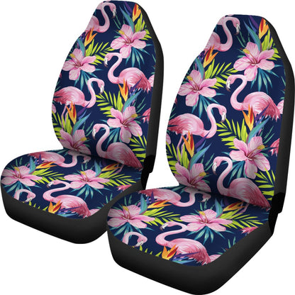 Flamingo Hibiscus Print Universal Fit Car Seat Covers