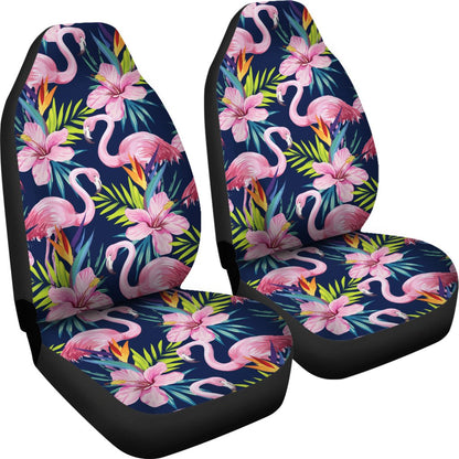 Flamingo Hibiscus Print Universal Fit Car Seat Covers