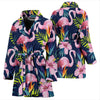 Flamingo Hibiscus Print Women Bath Robe