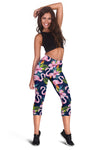 Flamingo Hibiscus Print Women Capris