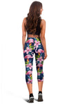 Flamingo Hibiscus Print Women Capris