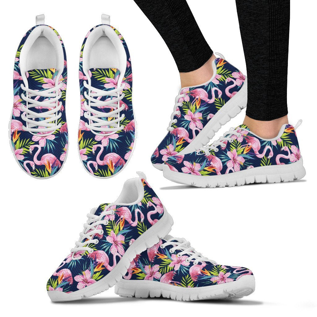 Flamingo Hibiscus Print Women Sneakers