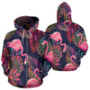 Flamingo Tropical Pattern All Over Zip Up Hoodie