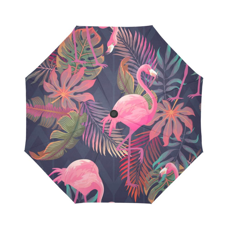 Flamingo Pink Scene Automatic Foldable Umbrella