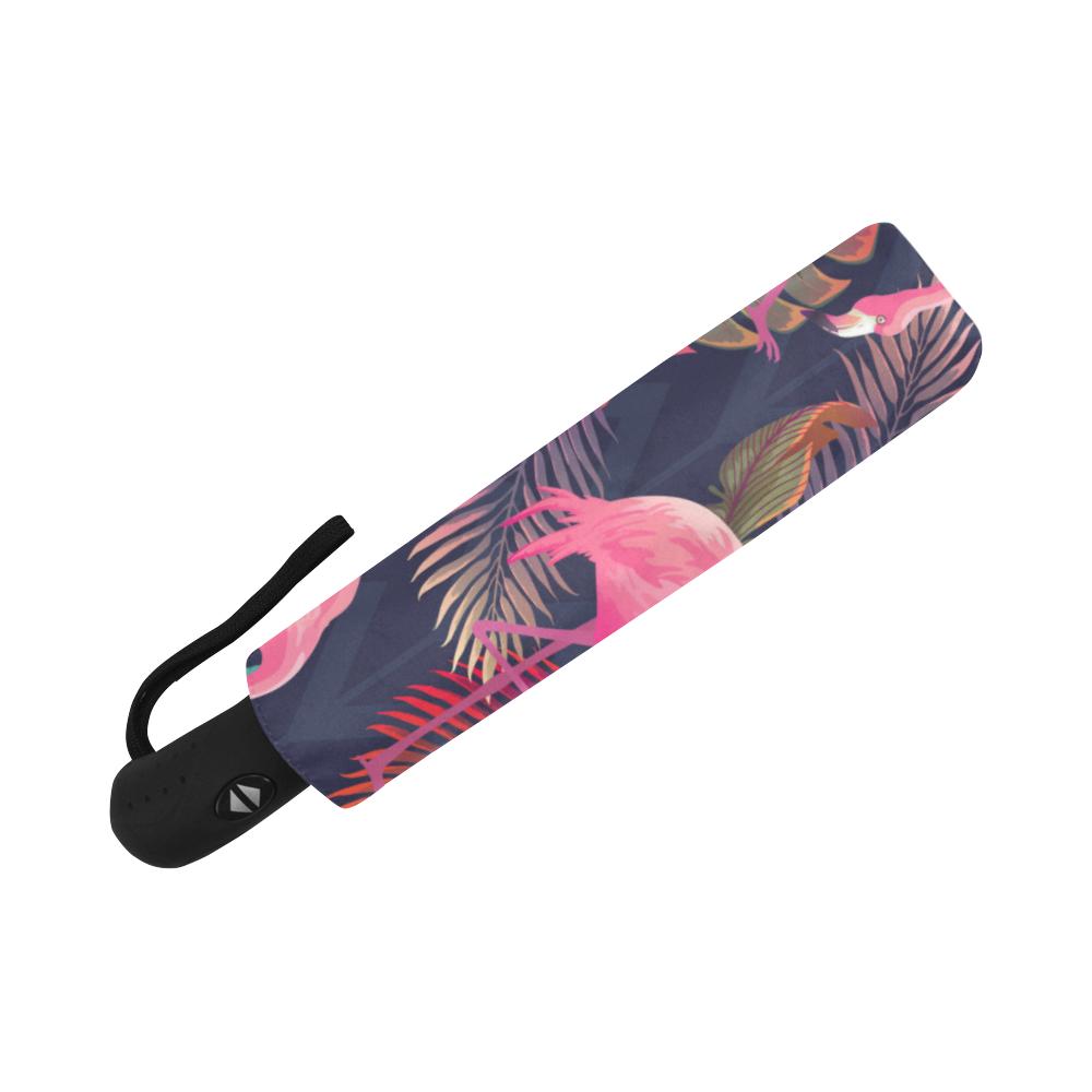 Flamingo Pink Scene Automatic Foldable Umbrella