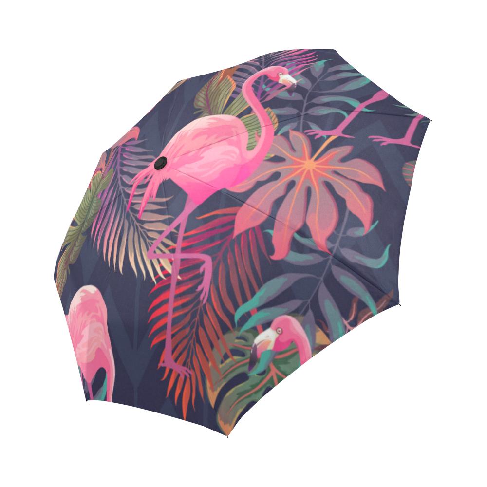Flamingo Pink Scene Automatic Foldable Umbrella