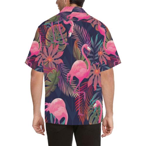Flamingo Pink Scene Men Hawaiian Shirt