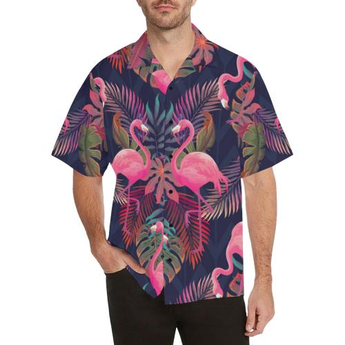 Flamingo Pink Scene Men Hawaiian Shirt
