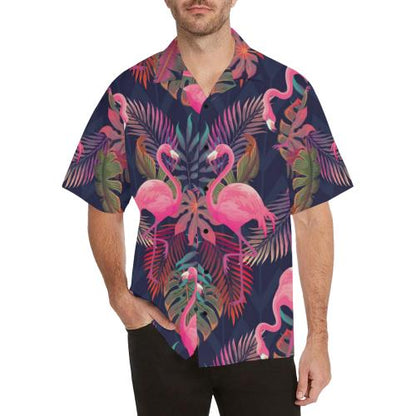 Flamingo Pink Scene Men Hawaiian Shirt