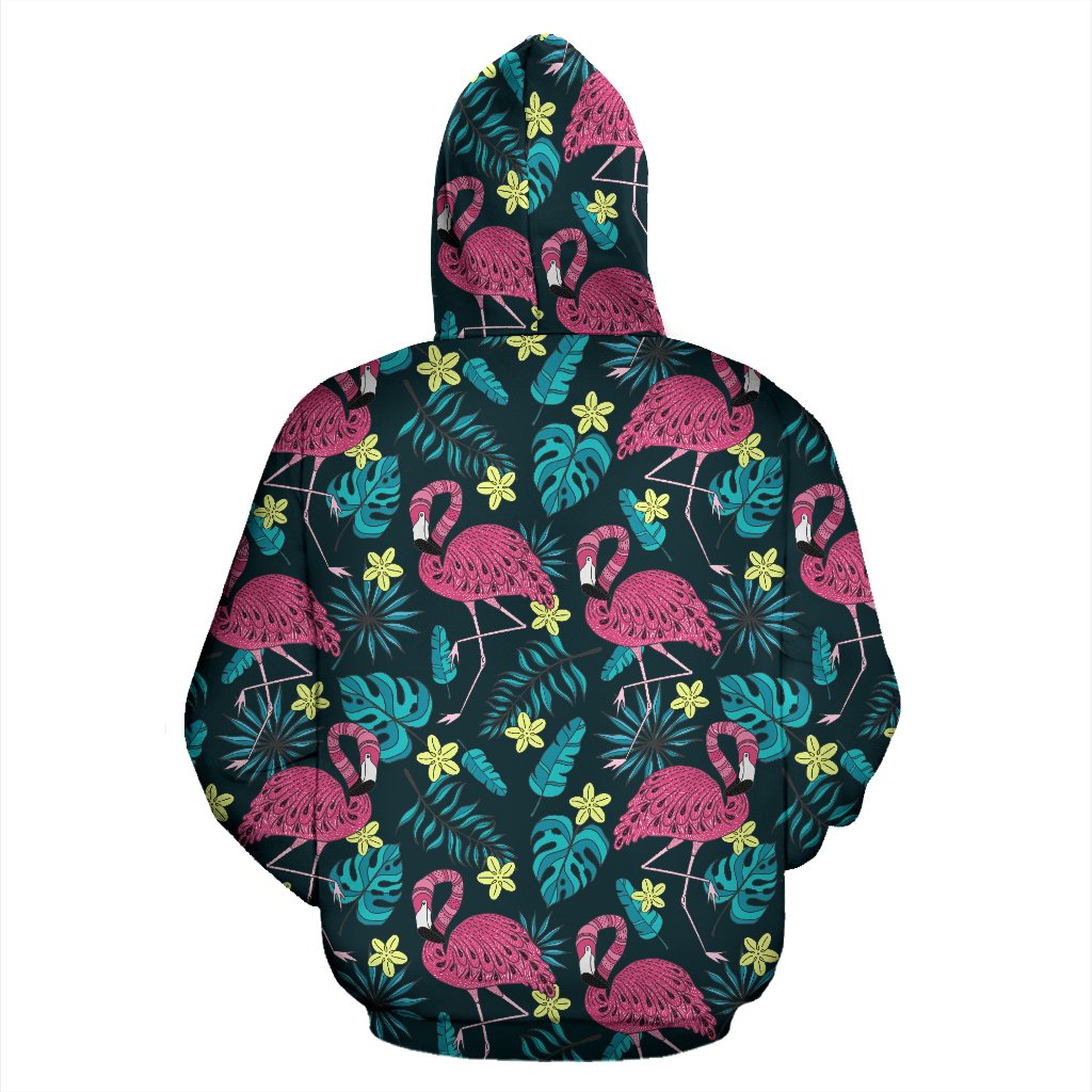 Flamingo Print Pattern All Over Zip Up Hoodie