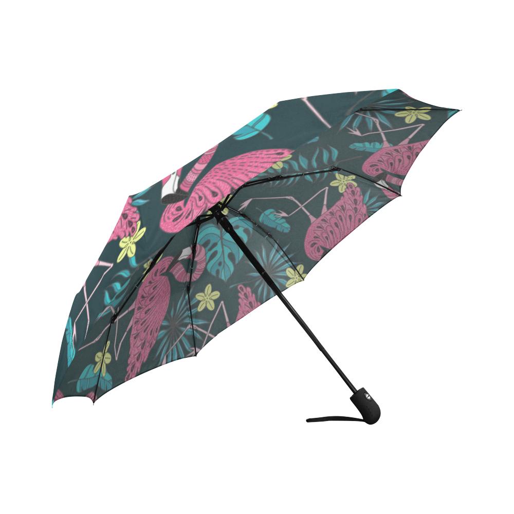 Flamingo Print Pattern Automatic Foldable Umbrella