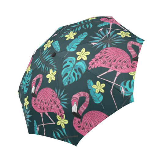 Flamingo Print Pattern Automatic Foldable Umbrella