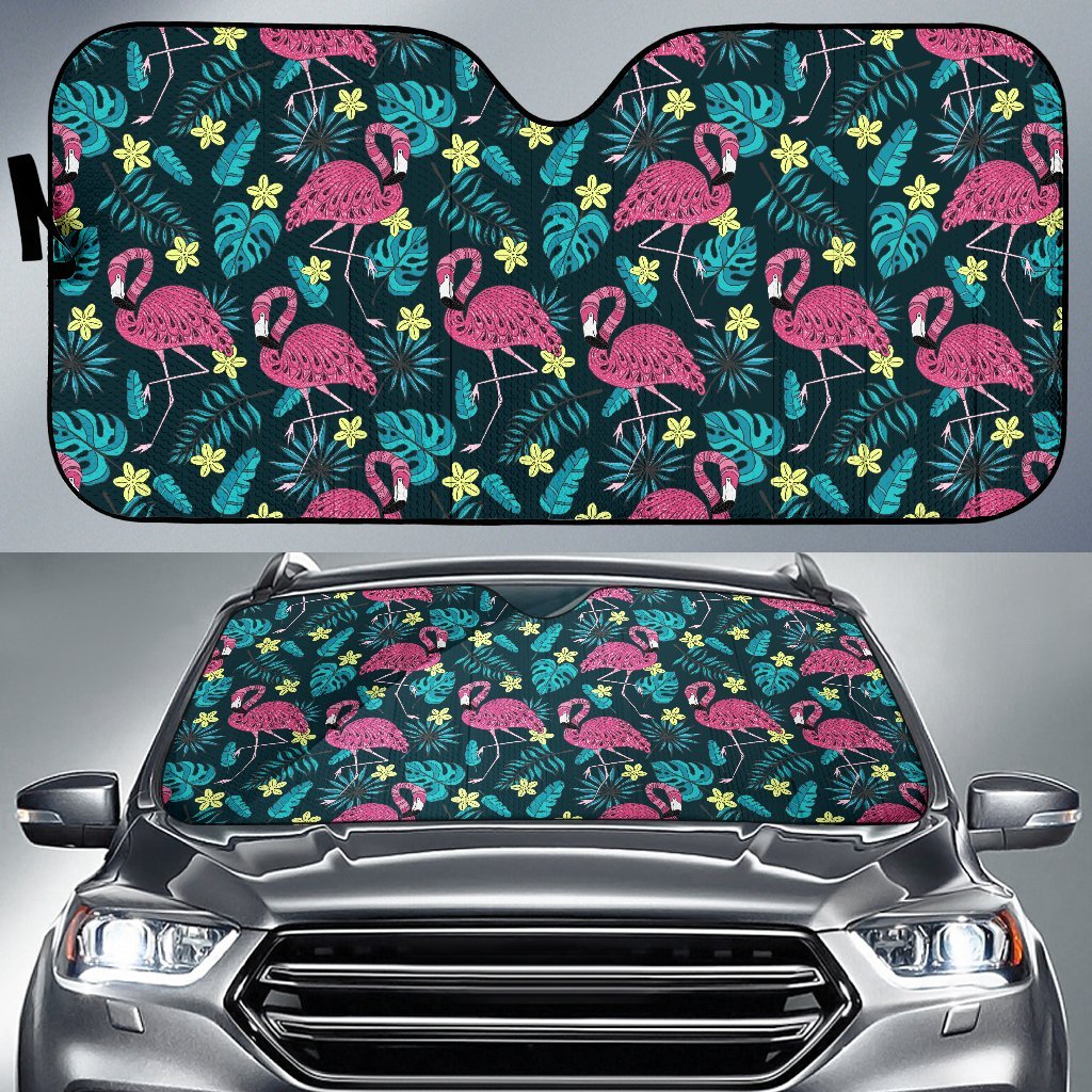 Flamingo Print Pattern Car Sun Shade-JorJune