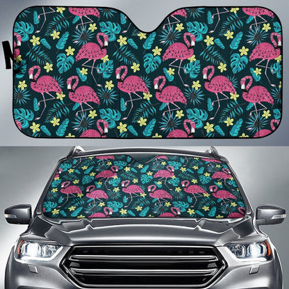 Flamingo Print Pattern Car Sun Shade-JorJune