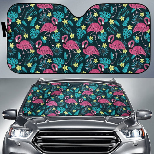 Flamingo Print Pattern Car Sun Shade-JorJune