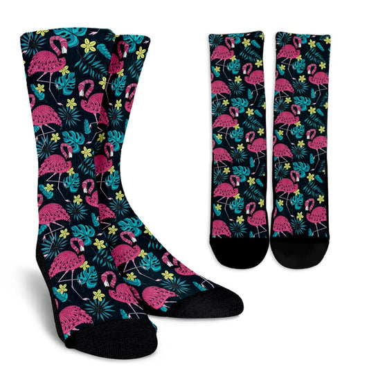 Flamingo Print Pattern Crew Socks