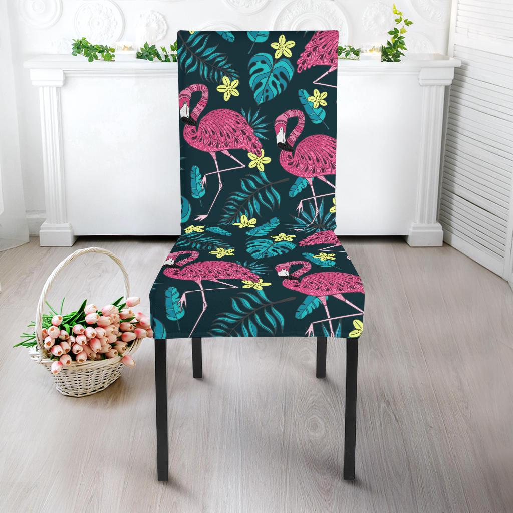 Flamingo Print Pattern Dining Chair Slipcover-JORJUNE.COM