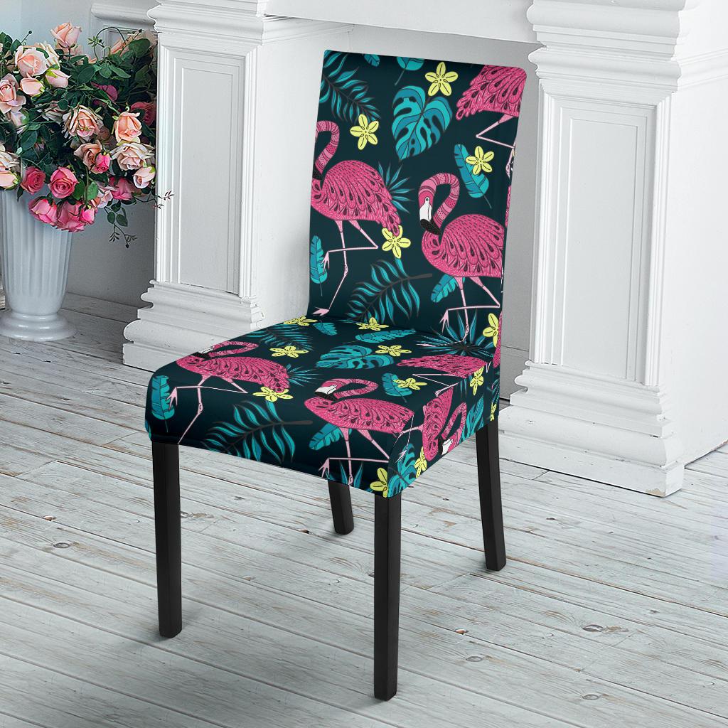 Flamingo Print Pattern Dining Chair Slipcover-JORJUNE.COM